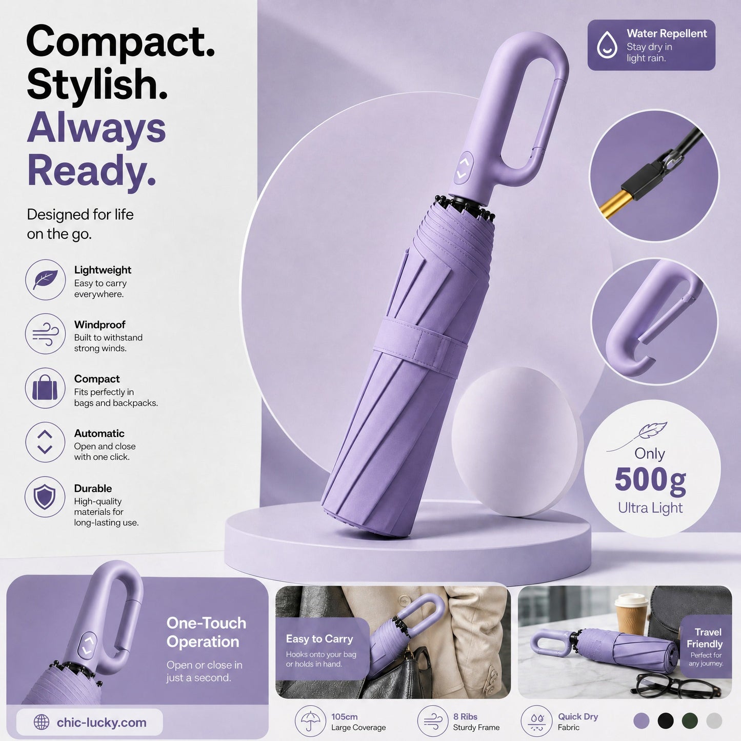 ⏳LAST DAY SALE ONLY ￡11.99!!🔥Foldable Auto-Open Umbrella – Stormproof, UV-Blocking Compact Umbrella for British Weather