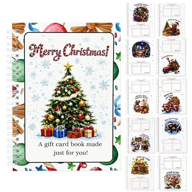 🔥🎁70% OFF!!!-Ready for Christmas!🎅Christmas Gift Card Booklet -👍DIY Spiral-Bound Christmas Gift Card Holder Book