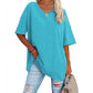 📢📢50% OFF !! ⏰Women's Casual Loose Plus Size V Neck T Shirts Summer Half Sleeve Tees Fit Cotton Tunic Tops