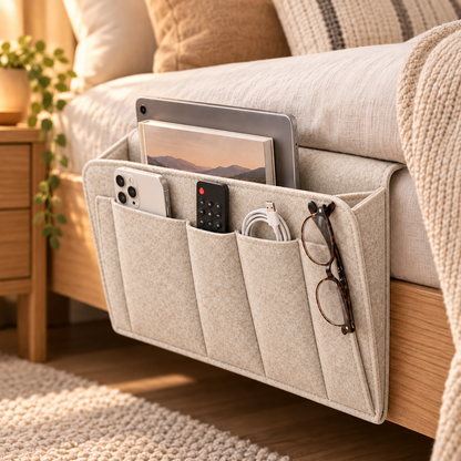 Organize Bedside Instantly! No-Tool Slide-In Storage Organizer