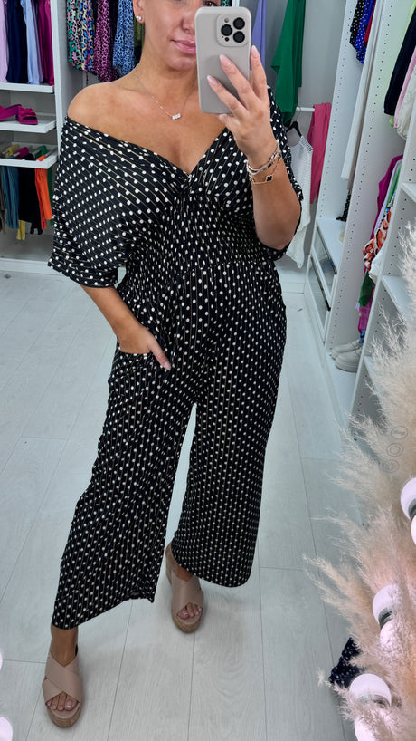 🔥Hot Sale 49% OFF - Polka Dot Printed Elastic Waist Jumpsuit