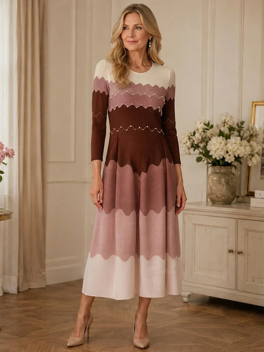 🏖️ Summer Sale 60% off 🏝️ Elegant Pearl Embellished Pleated Maxi Bounce Dress