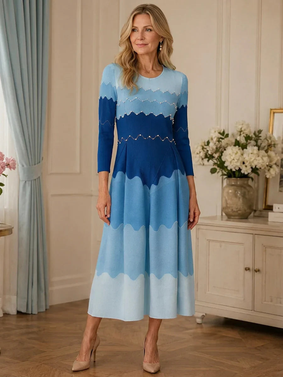 🏖️ Summer Sale 60% off 🏝️ Elegant Pearl Embellished Pleated Maxi Bounce Dress