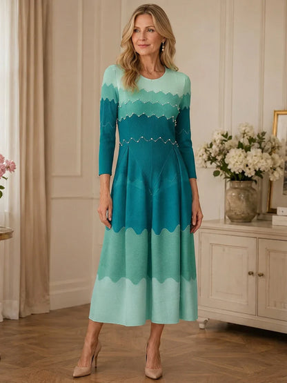 🏖️ Summer Sale 60% off 🏝️ Elegant Pearl Embellished Pleated Maxi Bounce Dress