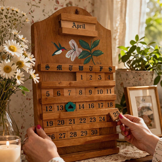 🎄 Holiday Gift Picks 🎁🔥Wooden Perpetual Calendar – Elegant Desktop Decor🌸