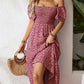 🌈2026 Summer Hot Sale 50% OFF!✨Square Neck Floral Midi Dress – Smocked Bodice, Flowy Tiered Skirt, Romantic 🌸