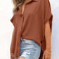 🔥2026 Summer Hot Sale 49% OFF💥Women's Tops Casual V Neck Button Down Shirts Solid Short Sleeve Blouses