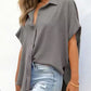 🔥2026 Summer Hot Sale 49% OFF💥Women's Tops Casual V Neck Button Down Shirts Solid Short Sleeve Blouses