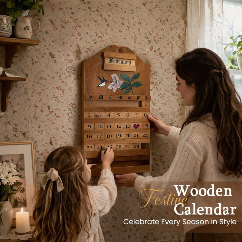 🎄 Holiday Gift Picks 🎁🔥Wooden Perpetual Calendar – Elegant Desktop Decor🌸