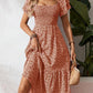 🌈2026 Summer Hot Sale 50% OFF!✨Square Neck Floral Midi Dress – Smocked Bodice, Flowy Tiered Skirt, Romantic 🌸