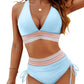 🩱Summer Sale 49% OFF👙High Waisted Tummy Control Color Block Bikini Sets