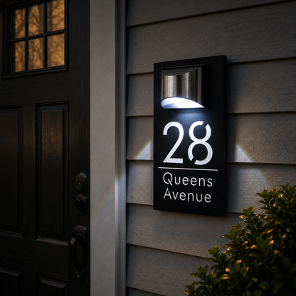🎄 Holiday Favorites 🎁Personalized Solar Door Plaque – Custom LED House Number Sign for Front Door
