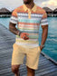 🔥Men's Short Sleeve Casual Set, Summer Beach Fashion Sport Wear, Plaid Pattern, Slim-Fitting, Above the Knee