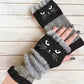 ⚡Christmas Gift idea ￡8.99!! 🔥Warm and Cuddly🧤Women's Knitted Fingerless Gloves with Cute Cat Pattern🐱