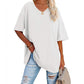 📢📢50% OFF !! ⏰Women's Casual Loose Plus Size V Neck T Shirts Summer Half Sleeve Tees Fit Cotton Tunic Tops