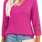 🔥2025 New Womens 3/4 Length Sleeve Tops Trendy V Neck T Shirts
