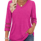 🔥2025 New Womens 3/4 Length Sleeve Tops Trendy V Neck T Shirts