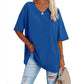 📢📢50% OFF !! ⏰Women's Casual Loose Plus Size V Neck T Shirts Summer Half Sleeve Tees Fit Cotton Tunic Tops