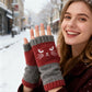 ⚡Christmas Gift idea ￡8.99!! 🔥Warm and Cuddly🧤Women's Knitted Fingerless Gloves with Cute Cat Pattern🐱