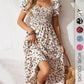 🌈2026 New Arrive Summer Hot Sale 50% OFF!✨Square Neck Floral Midi Dress – Smocked Bodice, Flowy Tiered Skirt🌸