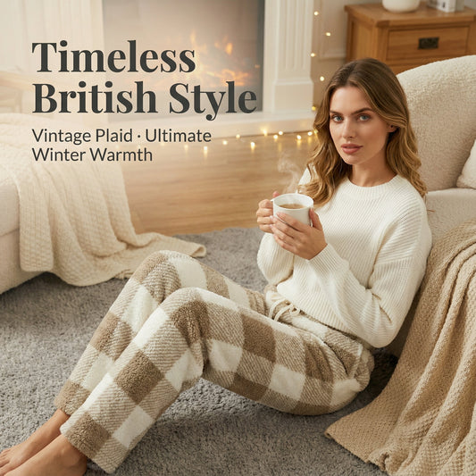 🎅LAST DAY SALE 50% OFF🔥Winter Vintage Plaid Elastic Straight Loose Thick Warm Casual Pants