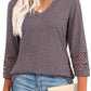 🔥2025 New Womens 3/4 Length Sleeve Tops Trendy V Neck T Shirts