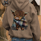 🎄🎅CHRISTMAS SALE 50% OFF!!🎁Cute Highland Cow Cozy Fleece-Lined Hooded Sweatshirt🦬