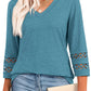 🔥2025 New Womens 3/4 Length Sleeve Tops Trendy V Neck T Shirts
