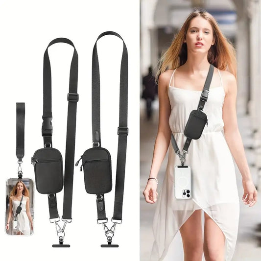 ❣️HOT SALE 60% OFF📱Crossbody Phone Strap with Zippered Pouch | Anti-Snatch Lanyard + Mini Vault