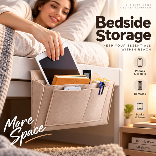 ⚡ Online-Only Savings 💰No-Tool Bedside Storage Organizer – Slide-In Bedside Pocket for Easy Organization