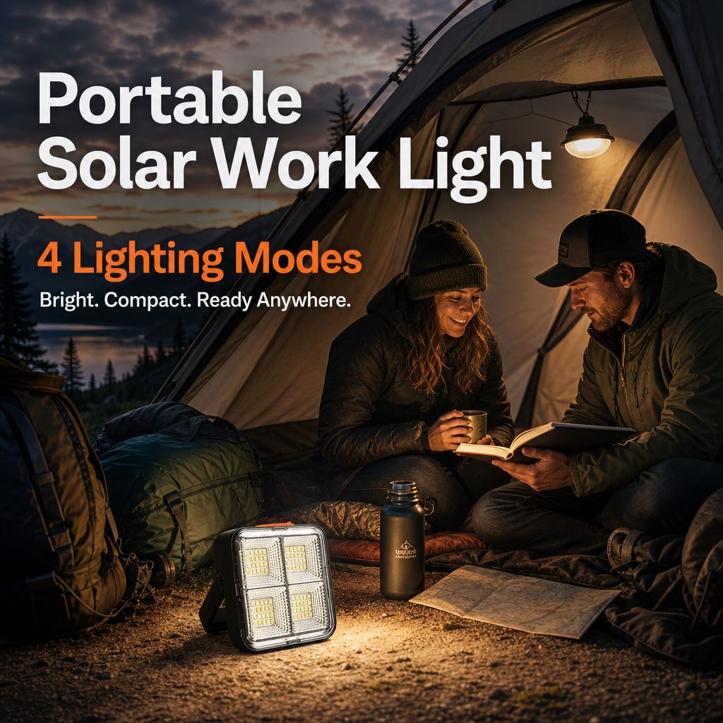 💥 Trending Picks - BUY 2 GET 1 FREE🛍️Portable Solar Work Light – 4-Mode Rechargeable LED Light for Outdoor & Emergency Use