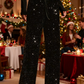 💖LAST DAY SALE 70% OFF🥰Women's Sequin Sparkle Wide Leg Pants with Elastic Waistband