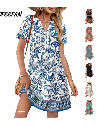 ⏰2026 Hot Sale 50% OFF💃Women's Casual V Neck Vacation Midi Dress With Pockets