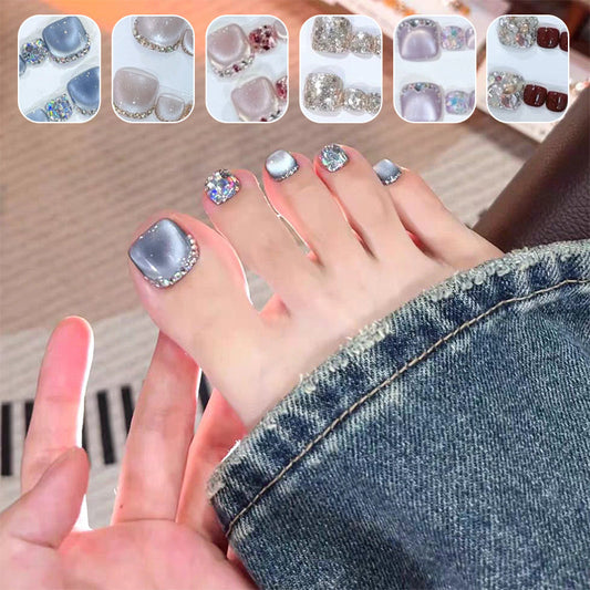 💅✨14 Sheets Square Press on Diamond Toenails🎁Buy 1 Get 1 Free