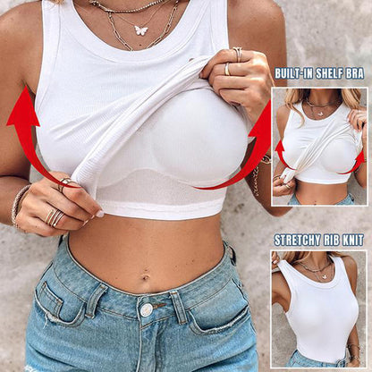 🔥Summer Hot Sale 49% OFF💥Women's Ribbed Tank Top with Shelf Bra