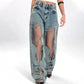 💥Hot Sale 50% OFF👖Women's Vintage Mesh Patchwork Printed Jeans