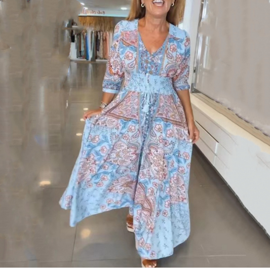 🌸 2026 Spring-Summer Trending | Elegant Floral Maxi Dress | Flow & Feminine Silhouette💃