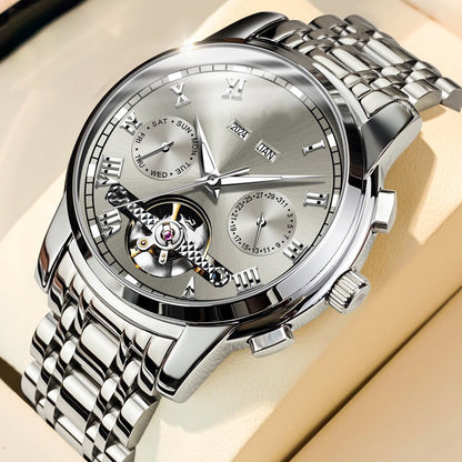 Skeleton Automatic Watch – Visible Mechanical Movement & Stainless Steel Case