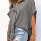 🔥2026 Summer Hot Sale 49% OFF💥Women's Tops Casual V Neck Button Down Shirts Solid Short Sleeve Blouses