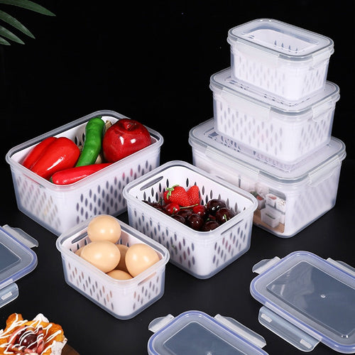 ⚡Flash Sale 50%OFF🍇3PCS Fruit Storage Container Set for Fridge with Removable Colander