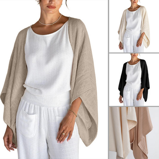 💖 Special Price £14.99🔥Last 3 Hours!!💝Women's Linen Cardigan 3/4 Sleeve Open Front Loose Cover Ups Lightweight Shrug