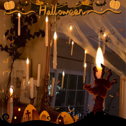 🎃Halloween Sale 50% OFF😮Halloween Decorations-Floating Candles with Wand🧙