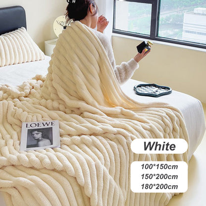 🎁LAST DAY SPECIAL PRICE: ￡11.99!!🎅Super Soft Fur Ribbed Fleece Throw Blanket⛄🔥