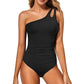 💥LAST DAY SALE 50% OFF🏖️👙Women's One-Shoulder One-Piece Swimsuit with Tummy Control