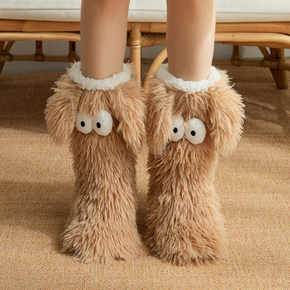 🎄 Holiday Gift Picks 🎁Women’s Plush Winter Slippers Socks – Warm Fleece-Lined Anti-Slip Floor Socks