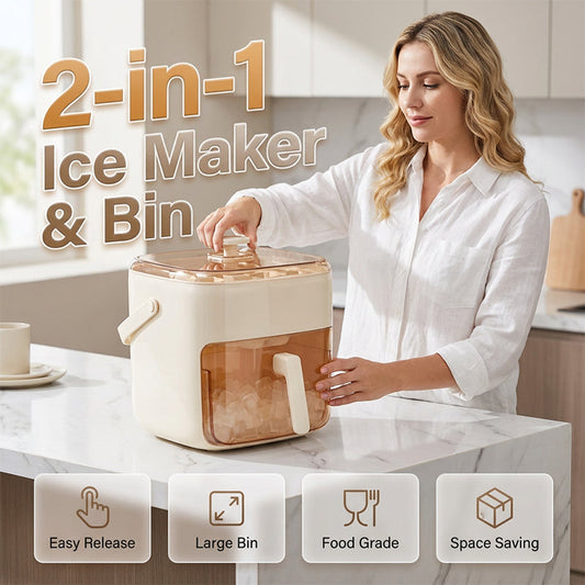 🔥Hot Sale🔥 50%OFF 2-in-1 Ice Cube Maker with Storage Bin