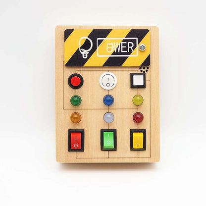 🧩 Montessori Wooden Busy Board with LED Lights | Sensory Travel Toy for Toddlers