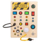 🧩 Montessori Wooden Busy Board with LED Lights | Sensory Travel Toy for Toddlers
