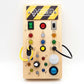 🧩 Montessori Wooden Busy Board with LED Lights | Sensory Travel Toy for Toddlers