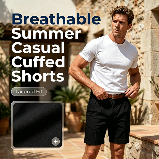 🩳 Summer Cuffed Shorts – Classic Pleated Style Breathable Cotton 40% OFF TODAY